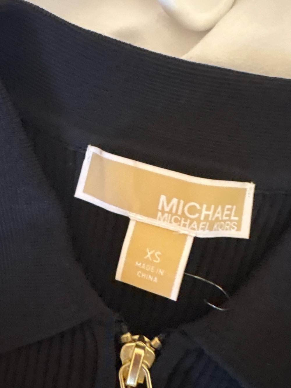 Michael Kors Black Ribbed Polo Zip Maxi Dress with Gold Hardware - Picture 4 of 4